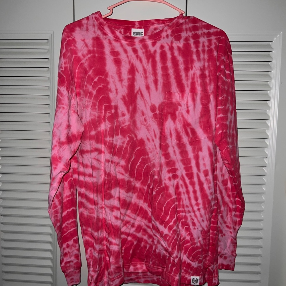 PINK tie dye long sleeve dress